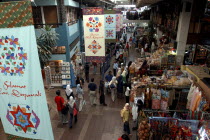View looking down on the Central Market area with hanging banners above