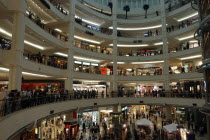 Interior view of many floored circular shopping centre