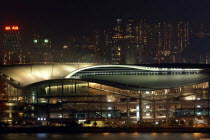 View of the New Convention Centre illuminated at night