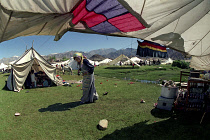 View from inside tent at the 14th Dalai Lamas birthday celebrations