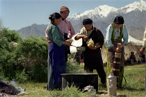 Drinks vendor at the 14th Dalai Lamas birthday celebrations