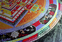 Detail of decorative painting for the Pujar ceremony  and the making of a spiritual Mandala