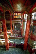 View looking down on Pujar ceremony and the making of a spiritual Mandala