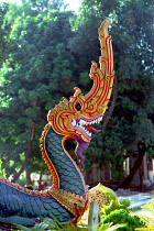 Wat Sainyamungkhun. Detail of Guardian statue in the form of a dragon used to keep evil spirits away