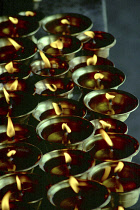 Jokhang Temple. Close up of prayer lamps fueled with Yak butter
