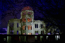 View of the A Bomb Dome illuminated at night