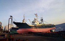 View of ships in for repair at the dry docks