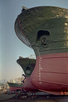 View of ships in for repair at the dry docks