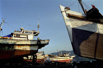 View of ships in for repair at dry docks