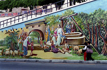Religious mural outside a hospital depicting Jesus