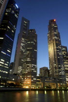 City skyline illuminated at dusk