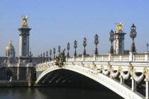 View along the edge of the Pont Alexandre III that was built between 1896 and 1900