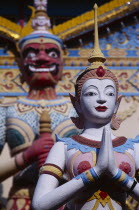 Wat Chayamangkalaram.  Exterior  temple statues.