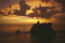 The island temple at sunset