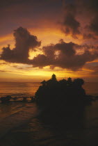 The island temple at sunset