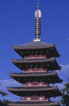 Asakusa. Senso Ji Temple. View of the Five Storey Pagoda
