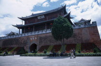 Weishan. Memorial building to historical Nanzhao Kingdom in central square.