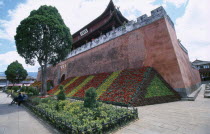 Weishan. Memorial building to historical Nanzhao Kingdom in central square.