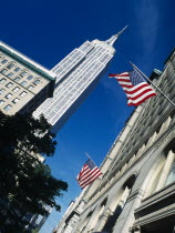 USA, New York, Manhattan, oblique view along 5th Avenue toward the Empire State Building.