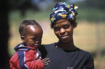 Farm labourers wife and child at Fairview goats cheese and wine estate