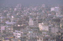 View over high rise buildings and flats in a densely populated area of  Dhaka city.