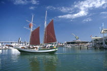 View of sailboat leaving Bayside harbour