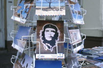 Close up of a rack of post cards depicting Che Guevara