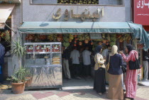 Customers at juice bar.