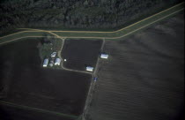 Aerial view of levee flood defence