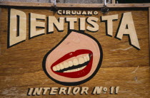 Advertising sign for dentist.