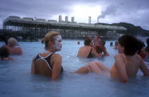 Bathers in the Svartsengi thermal power station Blue Lagoon