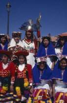 Group wearing traditional costume at Inti Raymi. Cuzco