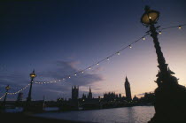 Houses of Parliament seen from across the River Thames at night