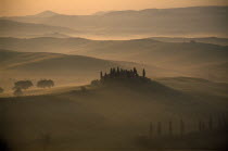 Early misty morning view over the BelvedereItalia Italian Southern Europe European Scenic Toscana Tuscan