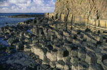 Basalt rock formations on the coastline