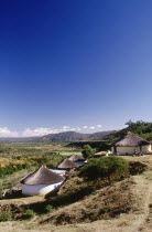 View of  the Zulu village Umuzi and surrounding terrain.