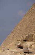 Chephren  Khafre  Pyramid with man on camel at the base