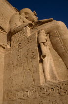One of four giant statues of Ramesses II at the entrance of the Great Temple