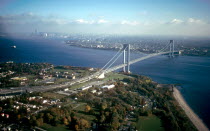 Verrazano Bridge over the River Hudson between Staten Island and the Brooklyn districts