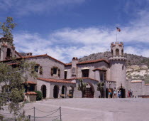 Scottys Castle. Large desert villa with tourists