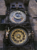 Astronomical clocks on the wall of the Town Hall in the Old Town Square