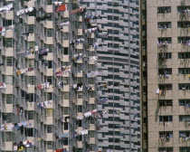 Suburban tower block apartments with washing hanging from balconies