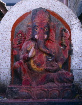 Temple carving depicting the elephant headed god Ganesh.