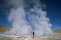 Sol de la manana.  Steam rising from geothermal vent.