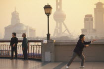 Early morning tai chi on the Bund.