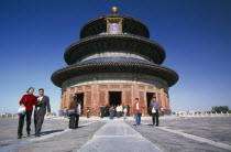 Temple of Heaven Park.  Imperial Vault of Heaven and Chinese visitors.Peking Beijing