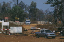 Thai Burma border crossing check point near Muang Nga Myanmar