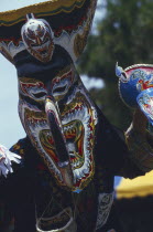 Phi Ta Khon or Spirit Festival. Person wearing spirit mask