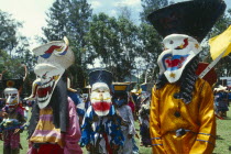 Phi Ta Khon or Spirit Festival. Group of spirits in costumes and masks