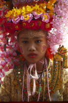 Shan Poi San Long. Crystal Children ceremony with portrait of Luk Kaeo in costume at Wat Pa Pao